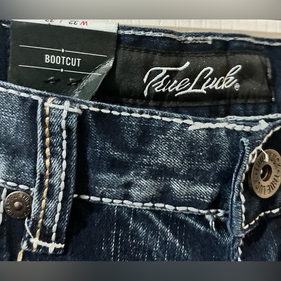 True Luck Mens Jeans Blue Tag Size 32/32 Straight Stretch Denim NWT - Picture 4 of 6